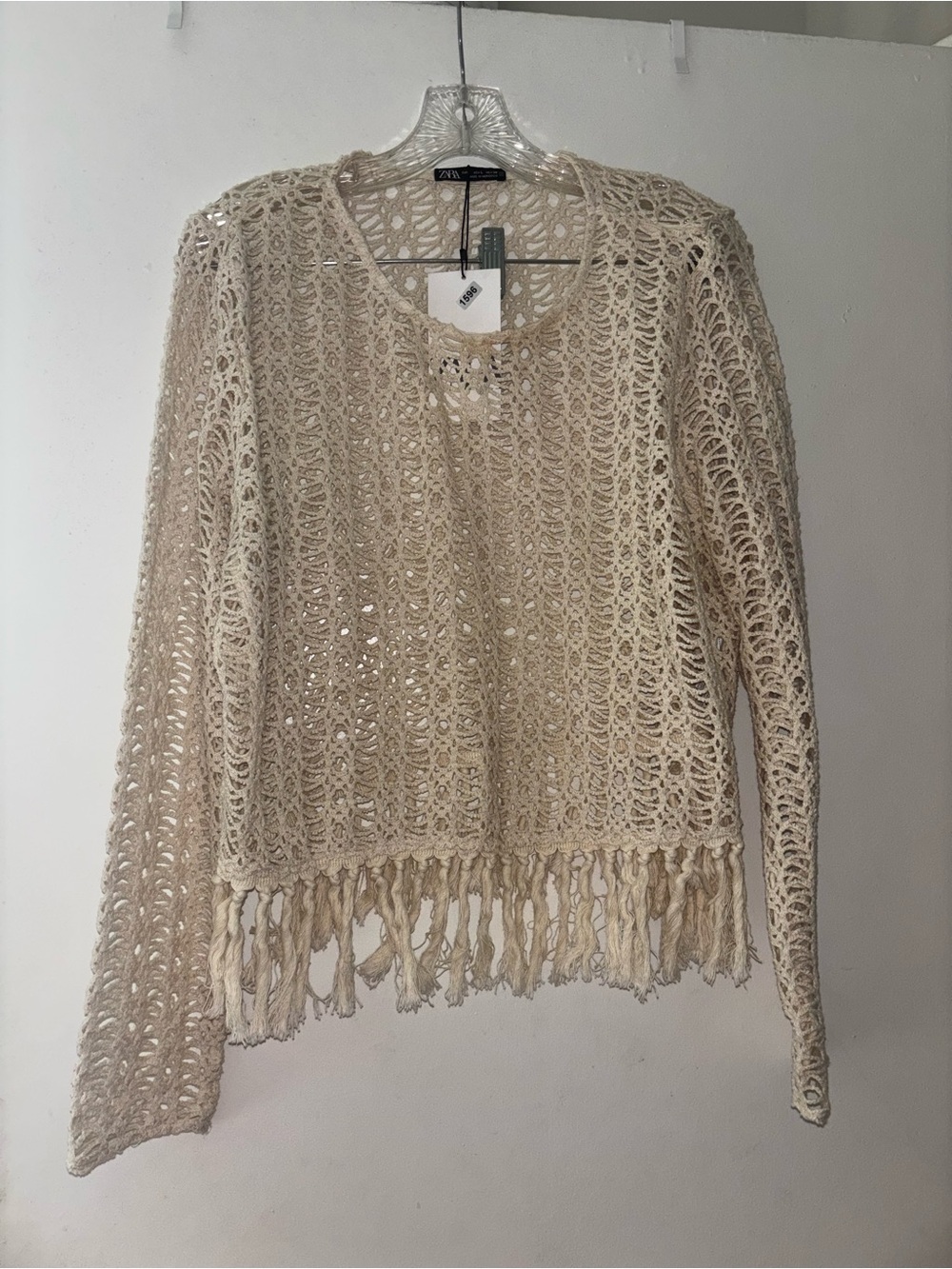 Zara Crochet Open Knit Fringe top